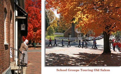 School groups touring Old Salem